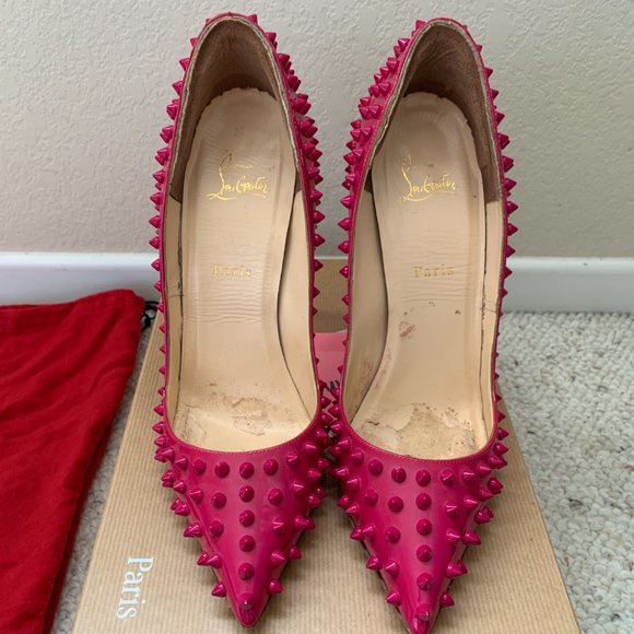 Christian Louboutin Pigalle Spikes 120 Patent Pink Grenadine Sz 41 EU / 11 US - Picture 6 of 16